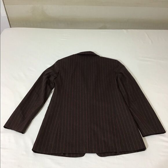 Lafayette 148 Wool Blazer Brown Red Pinstripes Single Button Blazer Size 4 - Picture 3 of 10